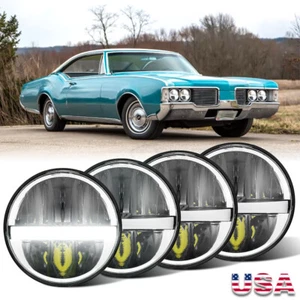 5.75" Round LED Headlights Halo DRL High/Low Beam Lamp For Delta 88 1965-1975 98 - Picture 1 of 9