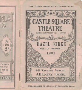 Hazel Kirke Program Castle Square Theatre Boston January 1901