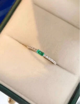 0.72TCW Simulated Green Emerald & Moissanite Engagement Ring In 10K White Gold - Image 1 of 4