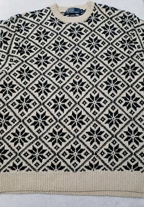 Polo Ralph Lauren Herren XL Allover Schneeflocke handgestrickt dicker Rundhals Pullover - Bild 1 von 12