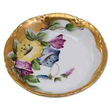 Hutschenreuther Bavarian Hand Painted 5.25" Fruit Berry Bowl Floral w/ Gold 1940