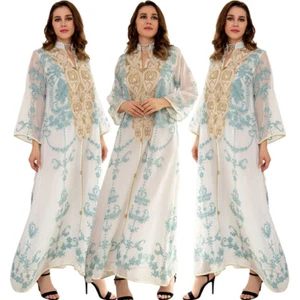 Dubai Marokkanisch Muslimisch Damen Langes Kleid Partykleid Stickerei Islamisch Abaya Dress - Bild 1 von 24