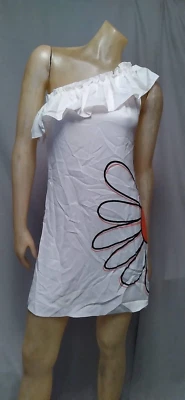 Rampage White Salmon Floral One Shoulder Ruffle Cocktail Dress Womens XSMALL - Image 1 of 4