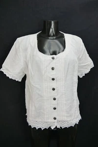 Gr.44 Dirndlbluse weiß Bluse für Dirndl H.Moser Leinenmischung Spitze B11582 - Bild 1 von 4