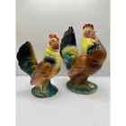 Paar Vintage Royal Copley bunte Hahn Huhn Keramik Figuren