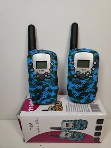Radio Walkie Talkie T-388 Dos Vías Camuflaje Azul Nuevo en Caja - Imagen 1 de 8