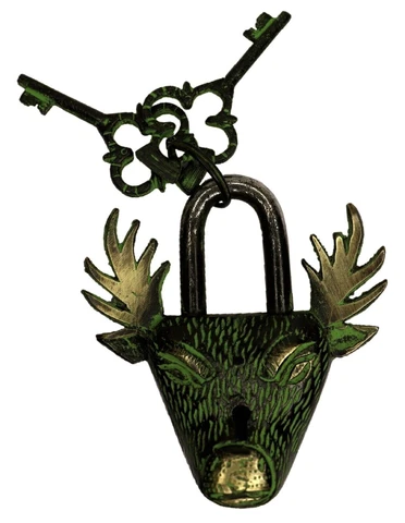 Deer Shape Padlock Antique Vintage Style Handcrafted Brass Door Lock Home Décor Cover