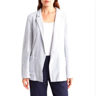 Blazer Caslon a rayas frente abierto mezcla de lino talla XXL USADO EN EXCELENTE ESTADO Foto 1 de 4