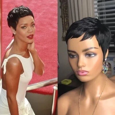 Short Pixie Cut Wigs for Black Women Natual Black Wave Pixie Wigs Human Hair Wig - Image 1 of 4
