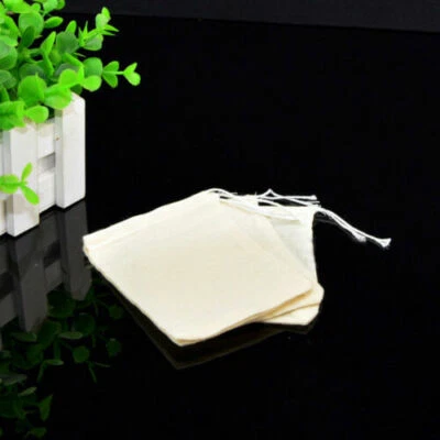 500 PCS 4x6in (10x15cm) Cotton Muslin Drawstring Bags Reusable Pack Tea - Image 1 of 4