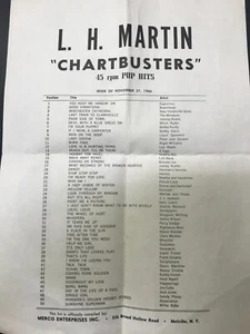 VINTAGE L.H. MARTIN "CHARTBUSTERS" 45 U/min RECORD POP HITS FÜR WOCHE VOM 27.12.66 - Bild 1 von 2