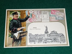 CPA 75 PARIS - Place de la République - Facteur devant la Boite à Lettres - Imagen 1 de 2