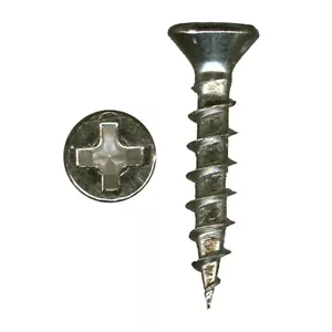 Paquete de 1000 tornillos para madera de níquel Rok #7 X 5/8" cabeza plana Phillips rosca profunda - Imagen 1 de 3