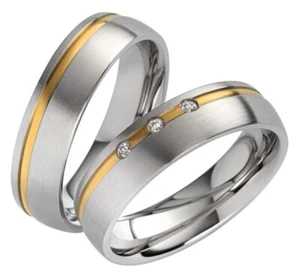 Ring Freundschaftsringe Partnerringe Verlobungsring Edelstahl Silber Gold Gravur - Bild 1 von 6