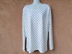 *NEW* Karen Scott White with Black Polka Dots Top Scoop Neck Long Sleeve - NWT - Picture 1 of 10