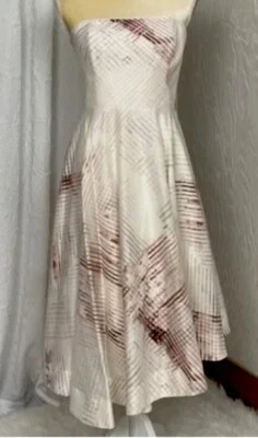 Белый дом черный рынок без бретелек Fit/расклешенный ассиметричный платье кремовый/розовый 10 - Изображение 1 из 4