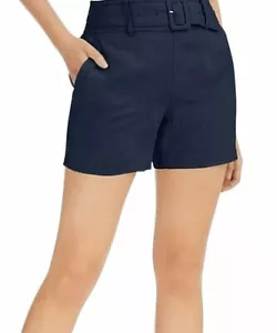 Pantaloncini chino donna INC blu navy lino con cintura vita media taglia XL nuovi - Foto 1 di 3