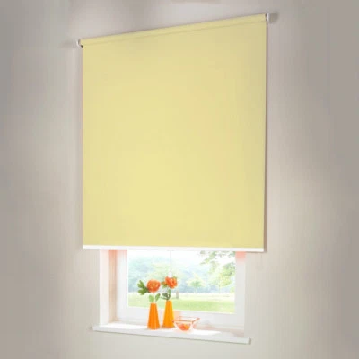 Verdunkelungsrollo Mittelzugrollo Springrollo Rollo - Höhe 120 cm hellgelb - Bild 1 von 3