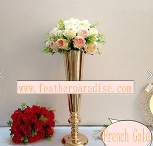 Gold Tall Trumpet Metal Vases Centerpiece Vases Floral Riser Stand 22 Inches USA - Picture 1 of 3