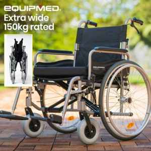 EQUIPMED 24 Inch XXL Wheelchair Aluminium Wheel Chair Folding Portable - Picture 1 of 12