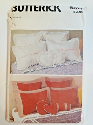Butterick 6816 Pillows Toss Throw Sewing Craft Pattern Heart Square VTG Cut - Image 1 of 4