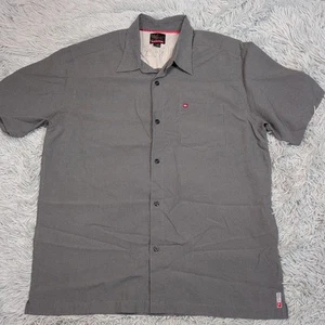 Quiksilver Shirt Mens Large Gray Button Up Preppy Casual Check Grunge Skater - Picture 1 of 9