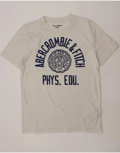 ABERCROMBIE & FITCH Boys Graphic T-Shirt Top 11-12 Years White Cotton AM02 - Picture 1 of 5