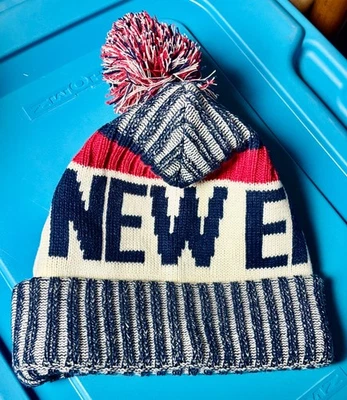 NEW ENGLAND PATRIOTS NFL Winter ColdWeather Knit Fan Beanie Hat Skull Cap PomPom - Image 1 of 4