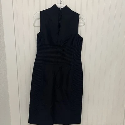 Chado Ralph Rucci Black Silk Pleated Vintage  out Runway 10 Mandarin Knee Length - Image 1 of 4