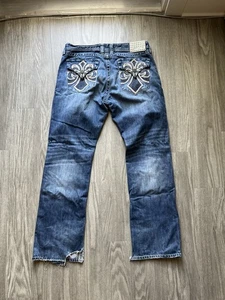 Pantalones de mezclilla Affliction talla 36 largos (36x33) Blake rectos desgastados grunge - Imagen 1 de 12