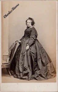 PRESTON CDV BY EDGE LADY IN CRINOLINE DRESS & BONNET VICTORIAN FASHION #D4232 - Picture 1 of 2