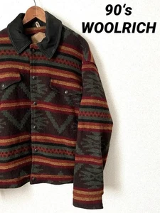 Vintage Woolrich Native Wool Jacket Ethnic Pattern L Used Men Size L - Picture 1 of 10
