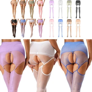 Damen glänzende durchsichtige Strumpfhose ausgehöhlt Kunstperlen Band Strumpfhose Strümpfe - Bild 1 von 110