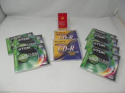 TDK & Sony CD R80 CD Recordable 700 MB 80 Minutes X 9               JL8 - Image 1 of 4