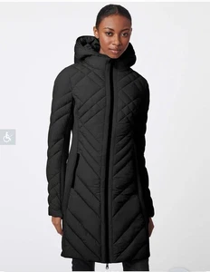 Bernardo Active Double Puffer Chevron Quilted Coat XS BLACK Walker II - Picture 1 of 9