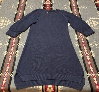 Massimo Dutti Wool Sweater Dress Blue M Italian Knit T26 - Image 1 of 4