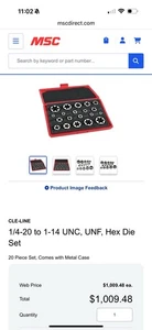 Cle-Line C67282 45NCNF 20-teiliges Carbon Sechskant Schneideisen-Set mit Koffer - USA - Bild 1 von 4