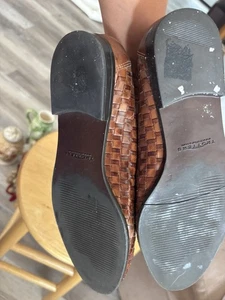 Trotters Liz Halbschuhe Damengröße 8M geflochtenes Leder flache braune Slipper Schuhe - Bild 1 von 4