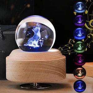 Caja de música bola de cristal 3D base giratoria, regalo de cumpleaños, año nuevo, San Valentín... - Imagen 1 de 7