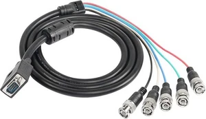 5FT VGA HD15 to 5-BNC RGBHV Male M/M Video Monitor Cable Converter Adapter - Picture 1 of 5