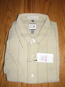 Nwt Mens Geoffrey Beene Tan Rayon Short Sleeve Shirt Casual Button Up Medium M - Picture 1 of 1