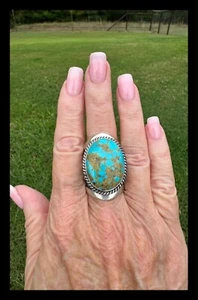 NAVAJO ~ BLAU KINGMAN TÜRKIS ~ UNISEX ~ RING ~ LEROY JAMES - Bild 1 von 11