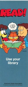 Marcador vintage Garfield leer usa tu biblioteca local 2x6 pulgadas - Imagen 1 de 1
