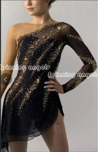 Figure Skating Dress Women's Girls' Ice Skating Dress Black Handmade Jeweled - Picture 1 of 7
