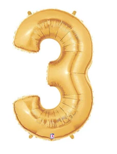 40" Große Zahl 3 Gold Folienballon Feier Party Geburtstag Baby - Bild 1 von 1