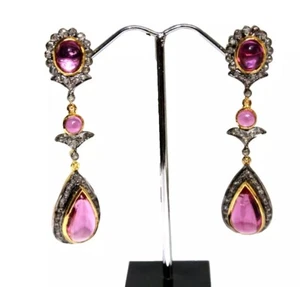 Pendiente colgante de boda amatista plata 925 aspecto antiguo diamante talla rosa de 2,32 quilates - Imagen 1 de 8