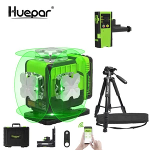 Huepar 4D Self Leveling Green Laser Level&Bluetooth Connectivity+Detector+Tripod - Picture 1 of 14