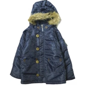 Lee KID'S N-3B Fur Hooded Coat 110 Navy Jumper outer - Picture 1 of 8