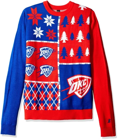 Oklahoma City Thunder Busy Block Ugly Sweater Large Cover