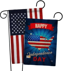 Independence Day Burlap Garden Flag Pack Patriotic Fourth of July Fireworks B... - Picture 1 of 5